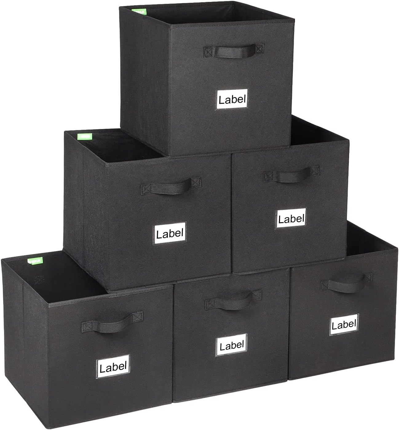 KEEGH Storage Cubes Cube Storage Bins 13x13x13 inch Foldable Fabric Closet Organizer for Shelves Storage Box Cubby Bins Cloth Nursery Decorative Basket with Handles, Black