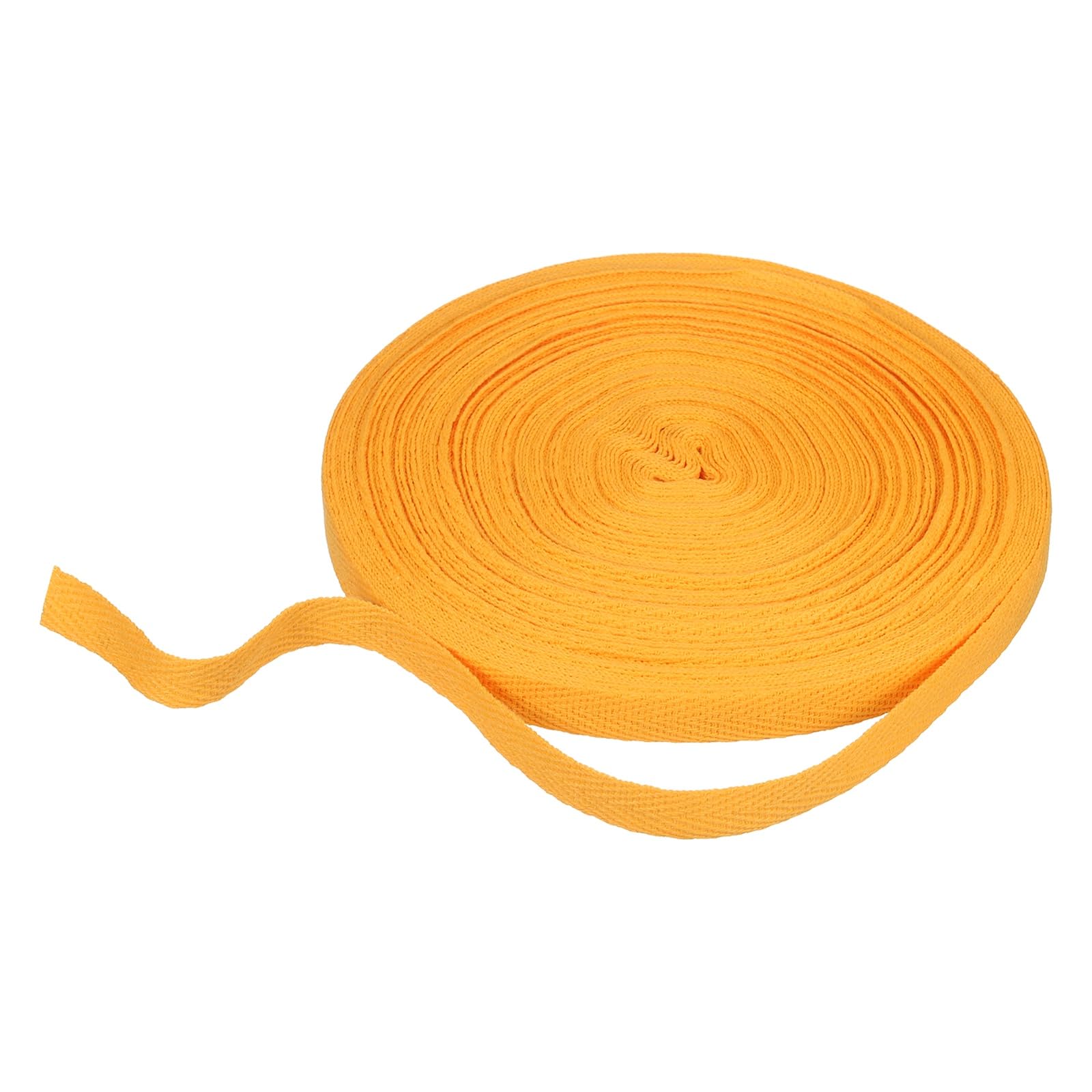 sourcing map Cotton Twill Tape Ribbon 10mm x 21 Meters Herringbone Webbing Tape Roll Bias Binding Tape for DIY Crafts Sewing Gift Wrapping, Gold Tone