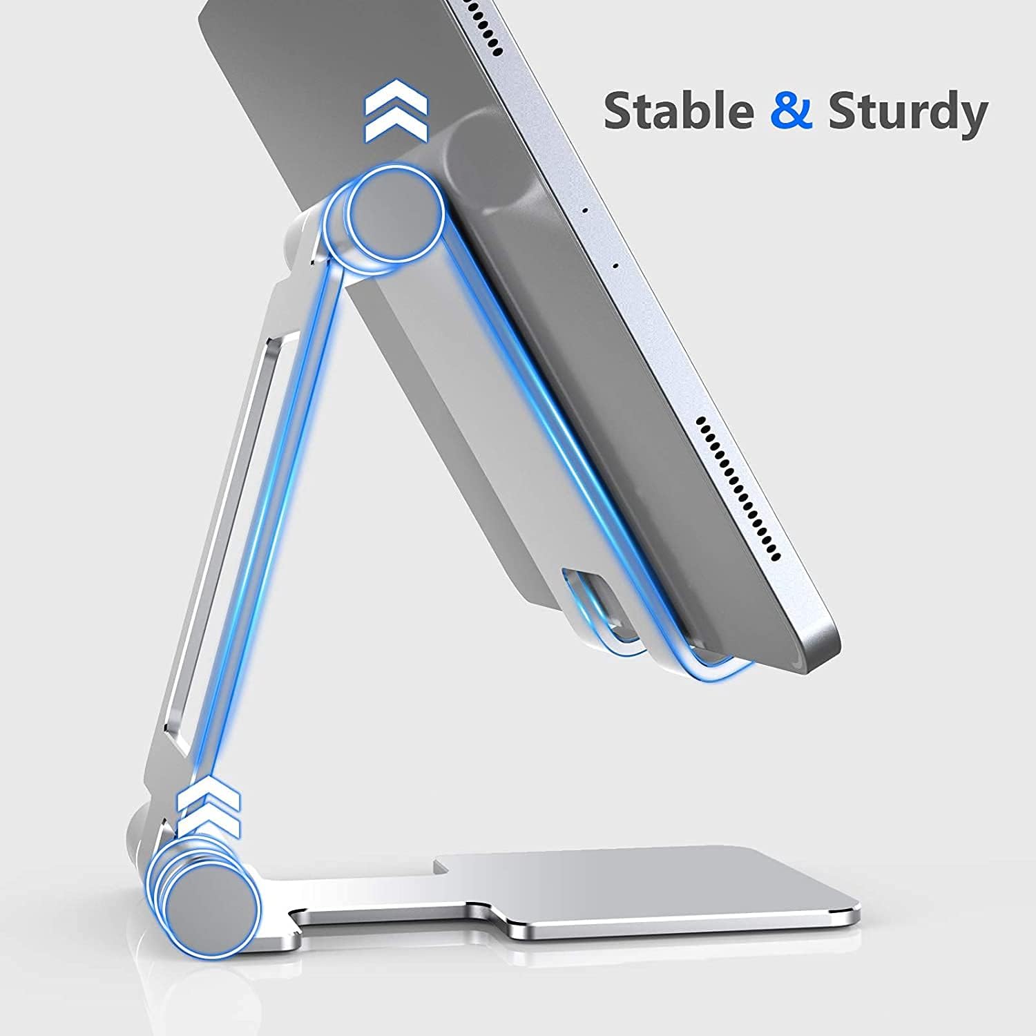 Tablet Stand, Anozer Adjustable & Foldable Aluminium Desktop iPad Stand,Compatible with 2021 iPad Mini 6 5 4, iPad 10.2, iPad Pro 12.9/11, iPad Air, Portable Monitor, Surface Pro, Phones (4-13 inch) : Electronics
