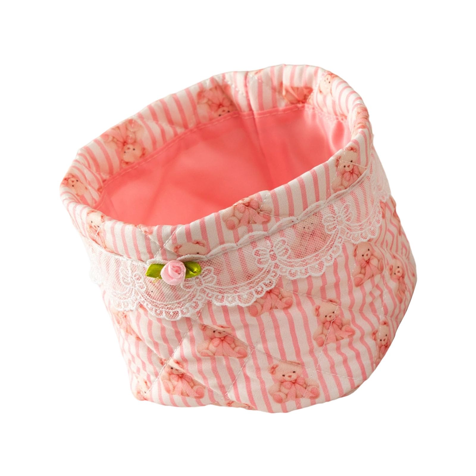 Multipurpose Lace Designs Foldable Fabric Storage Container Household Desktop Organiser for Snacks Toy Household Clutter Organiser