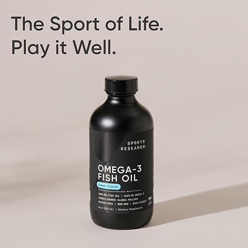 Miniatura 7 de Sports Research Aceite de pescado omega-3, sabor a limón, 8 onzas, 4685 mg de aceite de pescado de abadejo de Alaska capturado en la naturaleza por
