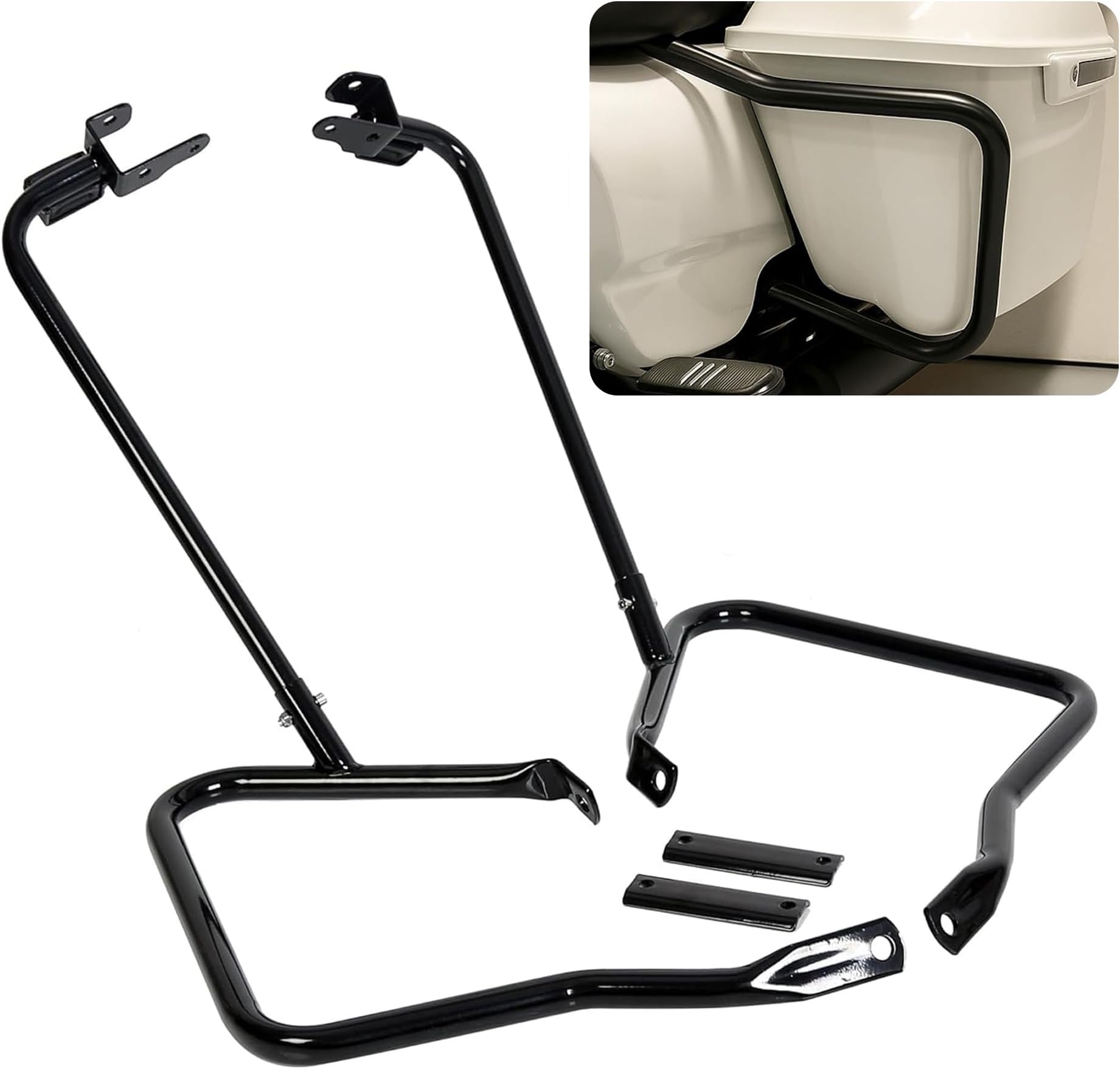 Saddlebag Bracket Guard Bars Compatible with 2014-2023 Harley Davidson Touring Street Road Glide FLH Saddle Bags Guard Mount Black
