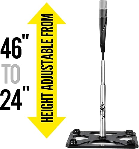 Miniatura 4 de Camiseta de bateo de 5 posiciones, camiseta de béisbol de altura ajustable de 24 a 46 pulgadas con 2 partes superiores de goma, poste de aluminio,