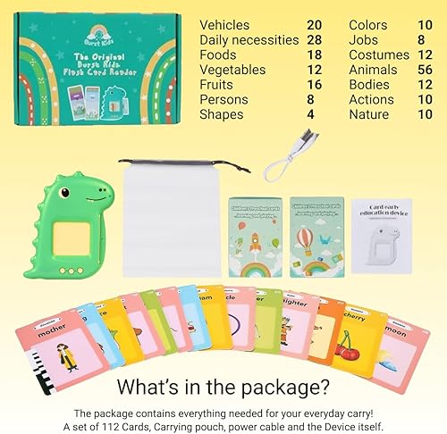 Miniatura 2 de Lector de tarjetas flash educativo interactivo para niños - Juguete bilingüe de aprendizaje temprano para niños pequeños y preescolares, desarrollo