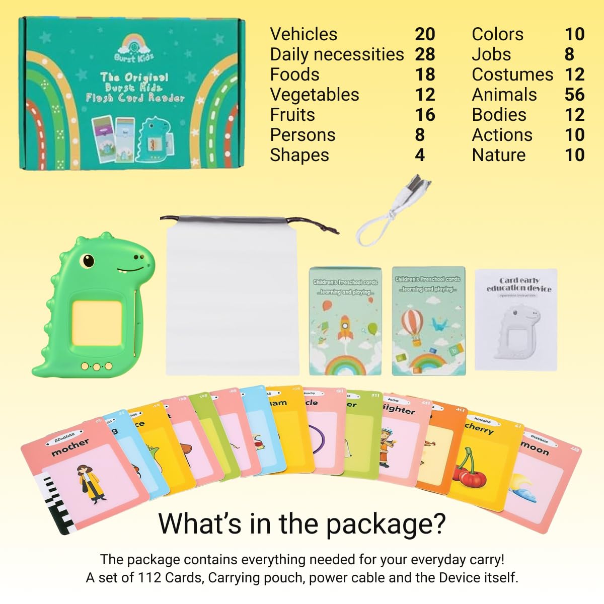 Interactive Educational Flash Card Reader for Kids - Bilingual Early Learning Toy for Toddlers & Preschoolers, Language Development, Reading & Math Flash Cards, Fun Learning Tool - Image 2