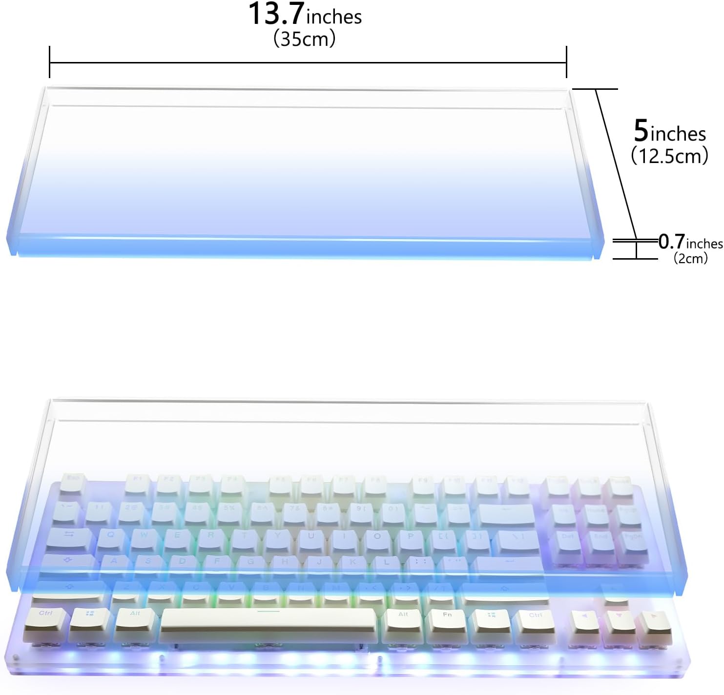 Geekria Tenkeyless Acrylic Keyboard Dust Cover, Cover for TKL 80% Compact 87 Key Computer Mechanical Gaming Keyboard, Compatible with Logitech G713, G715 (Gradient Blue)