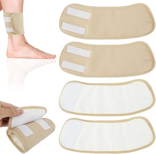 Paquete de 4 envolturas de aceite de ricino para tobillo de pie, envoltura de pie de aceite de ricino, envoltura de compresión de pie de aceite de