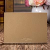 Vista 5 de Wishmade - Juego de 50 invitaciones de boda con corte láser en forma de corazón color dorado y elegante para invitación de papel para matrimonio