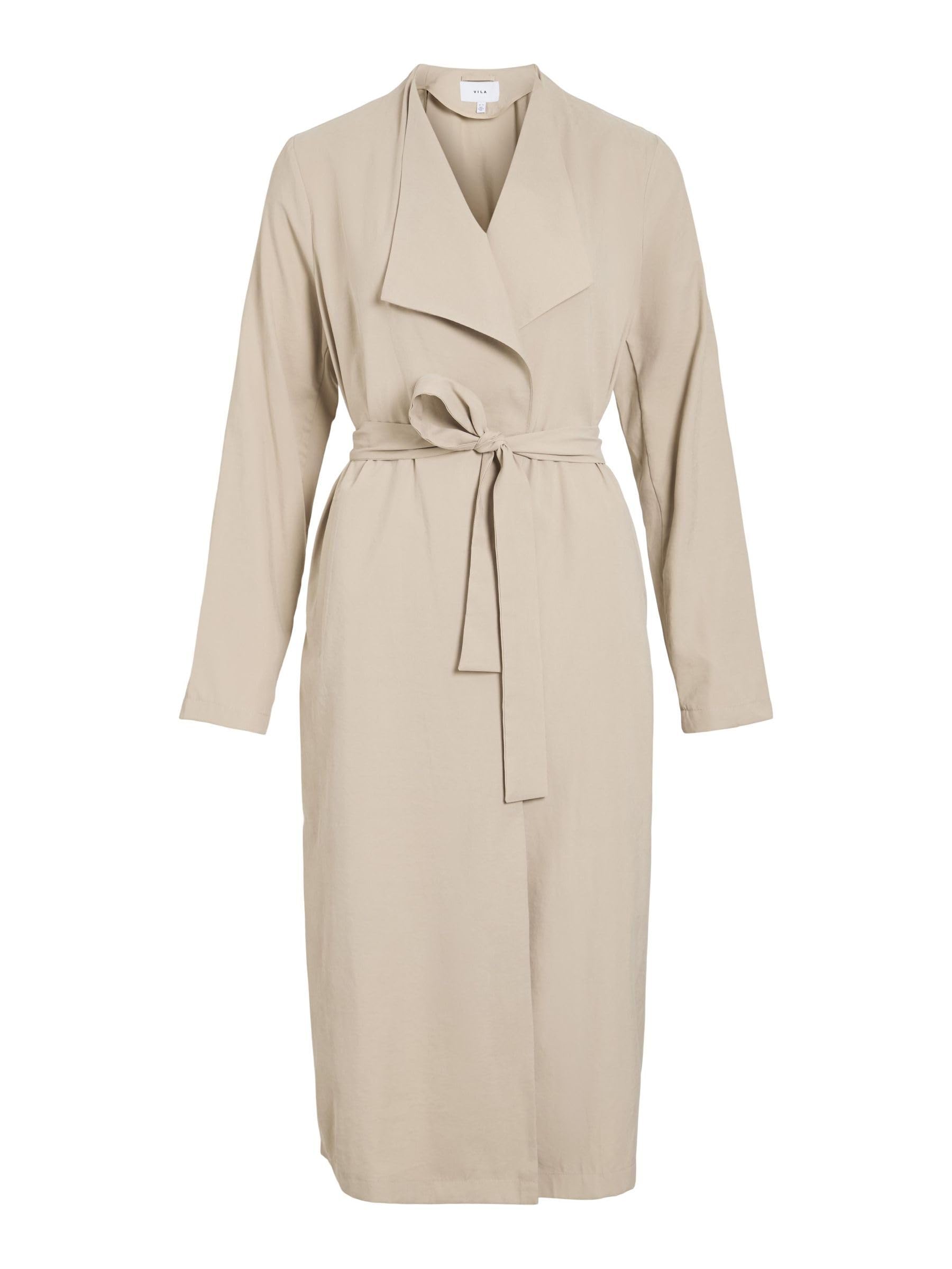 Vila nni L/S Long Trench Coat - Noos, Feather Gray, 8