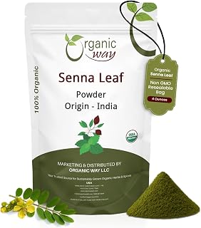 Organic Way Premium Grade Senna Leaf Powder (Cassia Angustifolia) - Organic & Kosher Certified | Super Food, Raw, Vegan, Non GMO & Gluten Free | USDA Certified | Origin - India (4 oz)