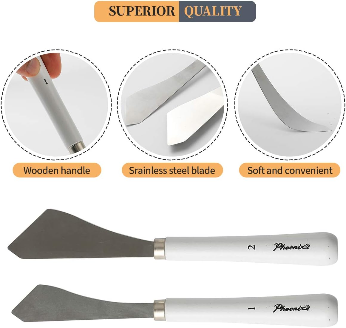 2pcs Painting Knife - Two Palette Knives - Thin and Flexible Art Tools for Oil Painting, Acrylic Mixing, Etc.