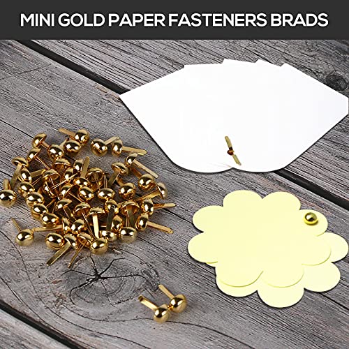 Harapu 100 Pcs Mini Brads Golden Paper Fasteners, Round Brass Metal Brads For Art Crafting, Decorative Scrapbooking Diy, 8X15Mm (Golden) #TOP2