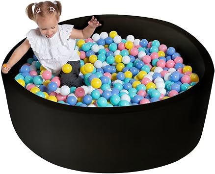 Extra Large Soft Ball Pit for Toddler, 51 x 11.8 in Foam Ball Pit for Baby Kids Soft Round Ball Pool - Black