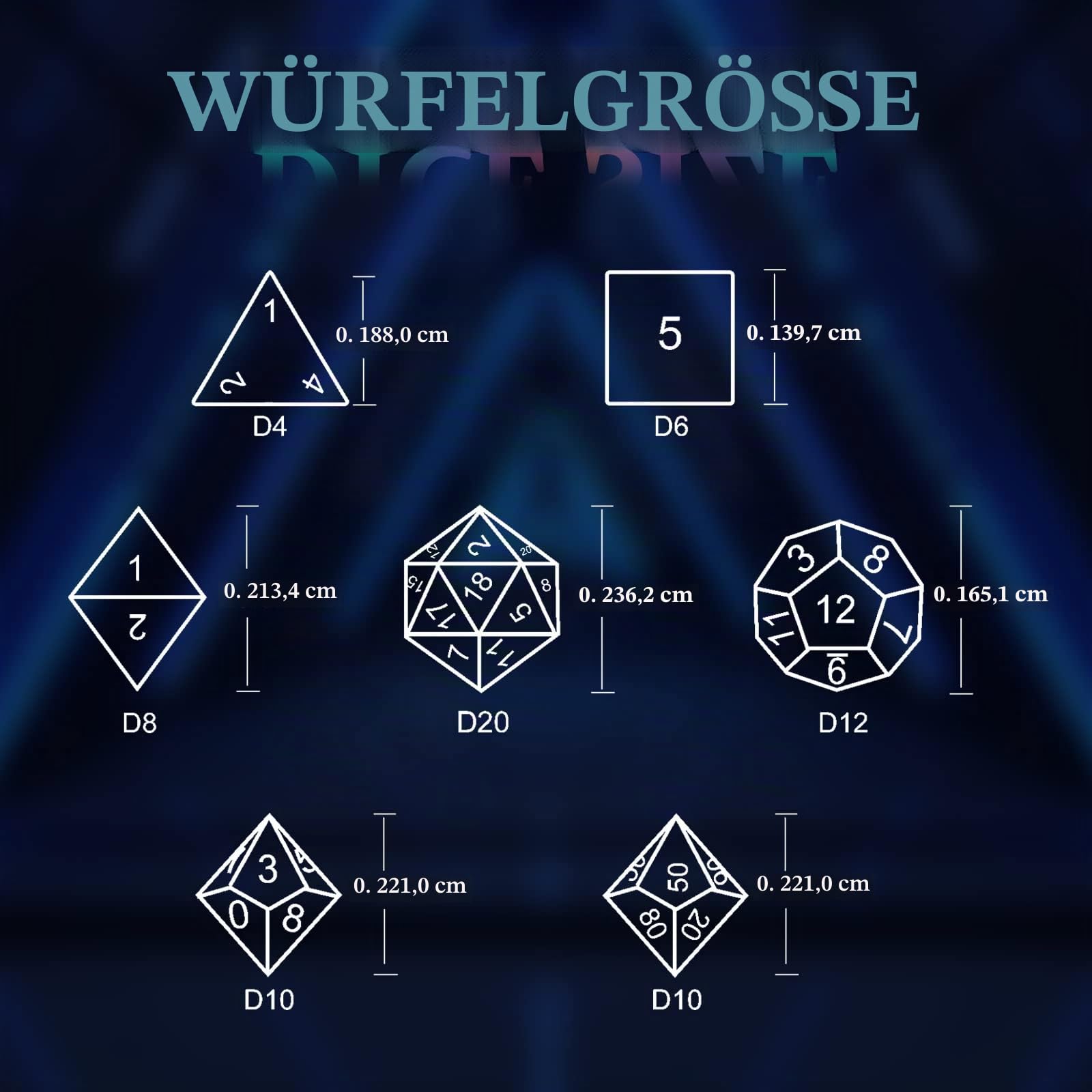 Polyedrische D&D-Würfel aus Metall für Dungeons and Dragons RPG DND-Würfel für Rollenspiele, MTG, Tisch, Gaming, Shadowrun Pathfinder, 7 Stück, D20, D12, D10, D8, D6, D4 (Gold Glitter Purple)