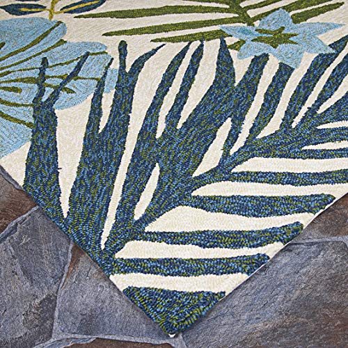 Couristan Covington Summer Laelia Indoor/Outdoor Area Rug, 2'6" X 8'6" Runner, Ivory-Fern Green #TOP2