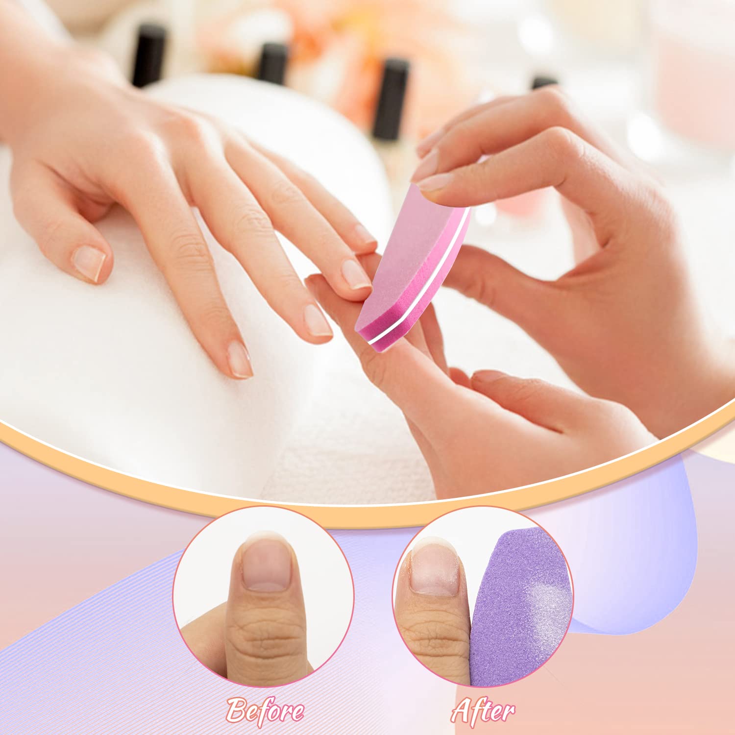 20 PCS Buffer per Unghie, Buffer Blocco per Unghie in Gel Acrilico Naturale, 100/180 Buffer Unghie Professionale per Levigatura per Smalto a Doppia Faccia (Rosa)
