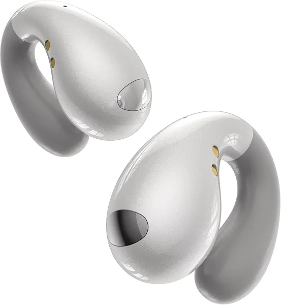 Boytond Ultra Open Ear Earbuds - Ergonomic Clip-On Earbuds, Small Bone Conduction Over-The-Ear Headphones with Waterproof Design, Perfect Running Headphones for Sports and Fitness, Pearl White