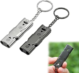 Notpfeife Aus Edelstahl Hochfrequenz Doppelrohr 80–150 dB Silber Und Gunmetal Für Outdoor, Notfall, Sport Und Signalgebung 2 Stück