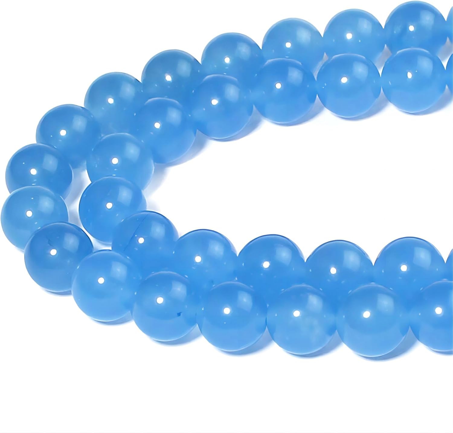 Natural Aquamarine Chalcedony Round Loose Beads for Jewelry Making DIY Bracelet Necklace (6mm) Aquamarine Color Jade 6mm