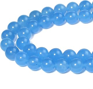 MJDCB Natural Aquamarine Chalcedony Round Loose Beads for Jewelry Making DIY Bracelet Necklace (6mm)