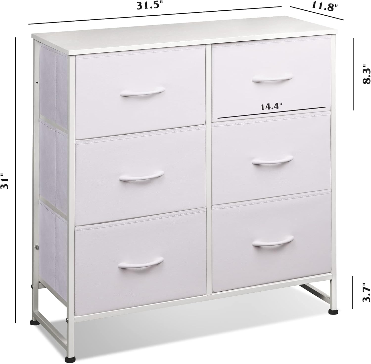 WLIVE White Dresser for Bedroom, 6 Drawer Double Dresser, Fabric Closet Dresser with Fabric Bins, Chest of Drawers for Closet, Living Room, Hallway - Image 3