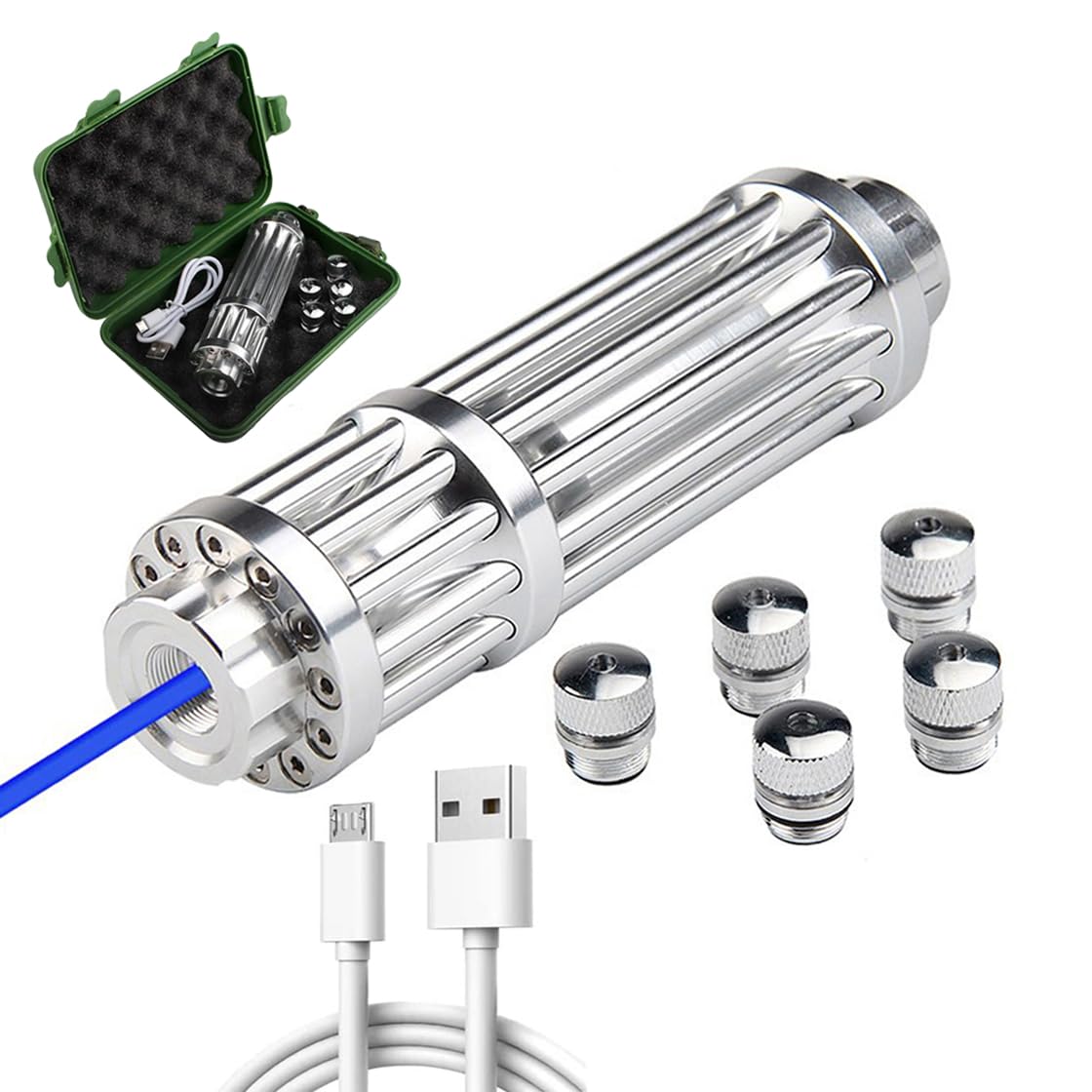 EAZMONG Rechargeable high Brightness Flashlight, Ultra Bright Flashlight with USB Cable, 5 Modes Suitable for Night Astronomy, Outdoor Camping, Hunting, and Hiking