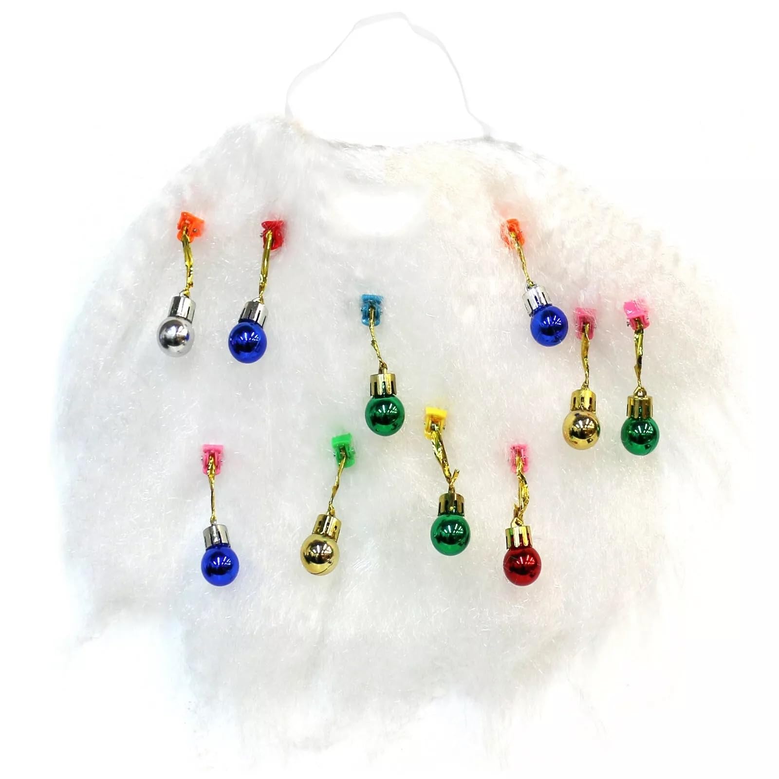 Clip-On Beard Baubles White Christmas Santa Dress Up Office Party Novelty Gift