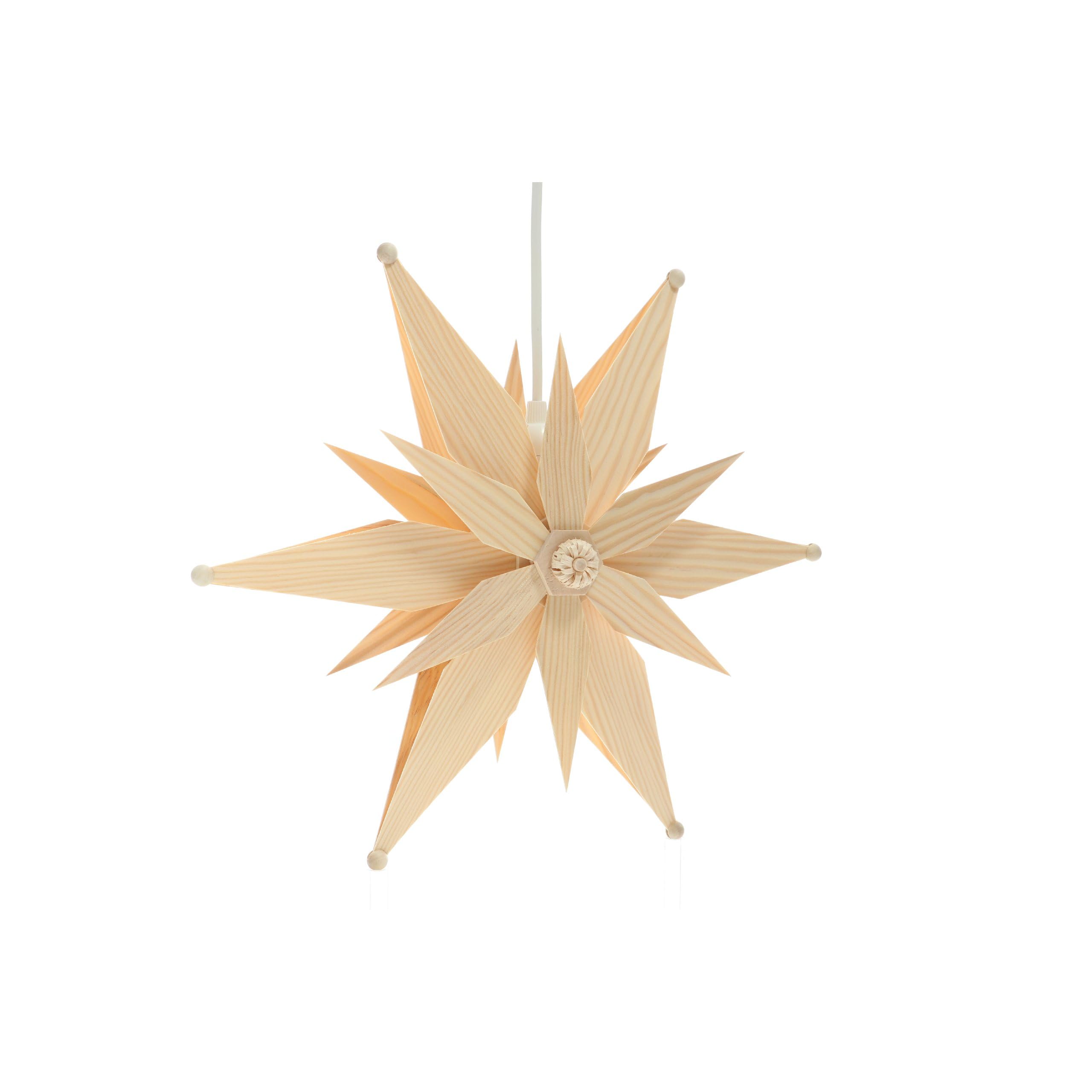 Rudolphs Schatzkiste Fensterschmuck Kieferstern doppelt EL. Beleuchtet Mitte mit Stern BxHxT=32x32x10cm NEU Fensterbild Spanbaum Adventsstern Holz Seiffen Erzgebirge Stern Linde Fensterdeko
