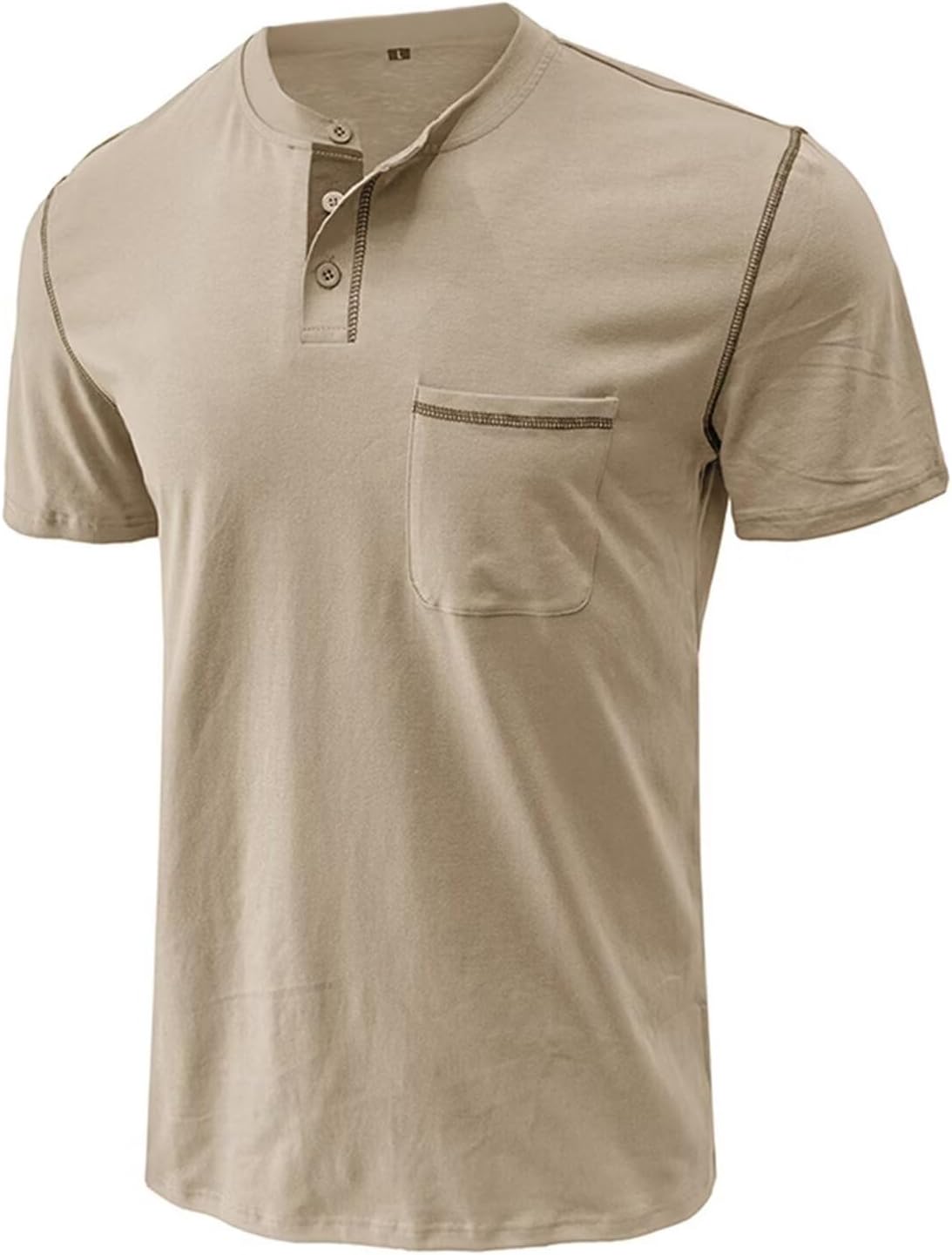 Men's Henley Shirt Lightweight Short Sleeve T-Shirt Casual Stylish Button Cotton Shirt - Image 3