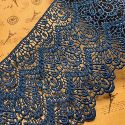 Encaje bordado azul neblino de estilo europeo para manteles y cortinas elegantes 2