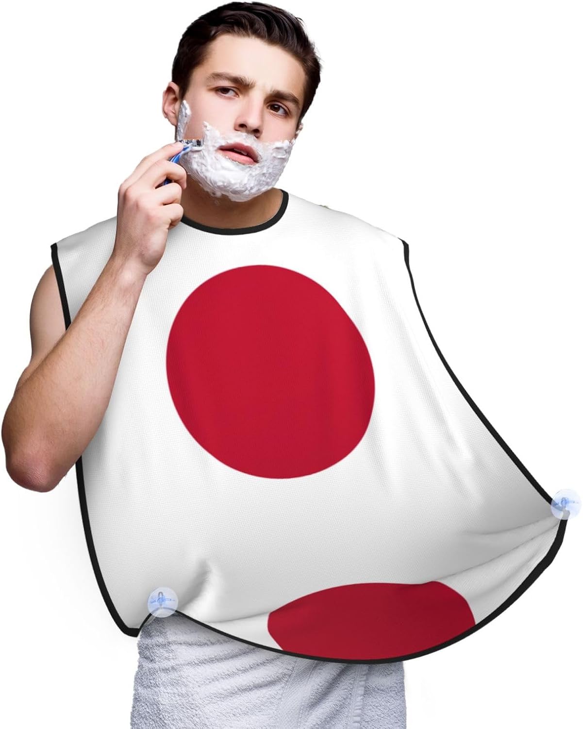 Japanese Flag Print Beard Bib Apron For Men, Beard Hair Catcher For Men Shaving Trimming,Beard Cape Cloth, Black