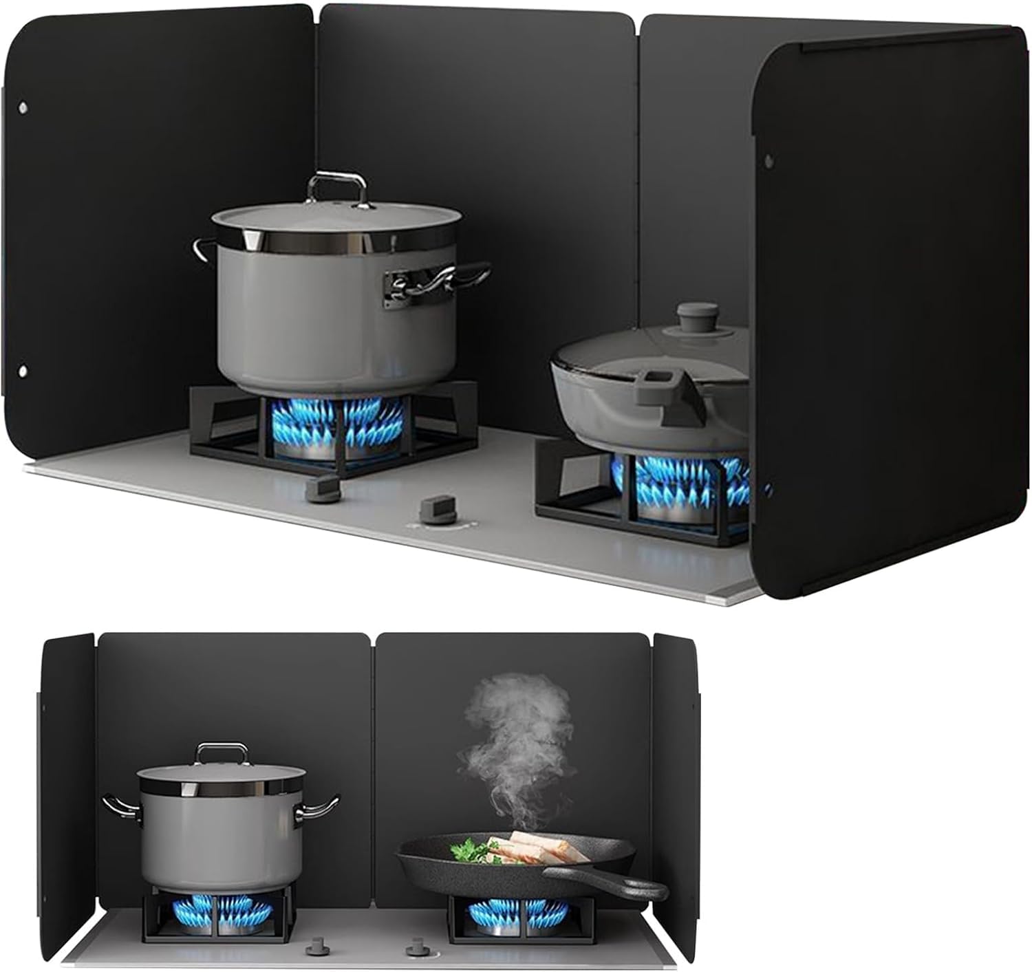 Baffle anti-éclaboussures cuisine en inox 4 côtés pour préparer vos fritures sans taches