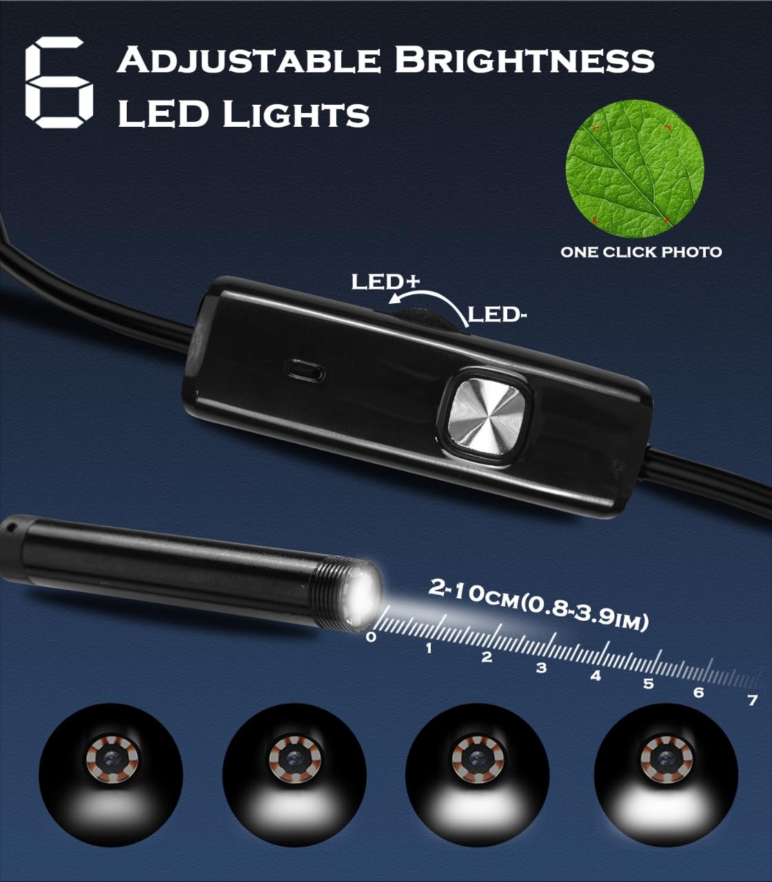 Kamera endoskopowa ze światłem, boroskop wężowy USB z 6 regulowanymi diodami LED, 1920P HD, IP67, wodoodporny, przewód inspekcyjny, kamera wężowa do telefonu typu C, Androida, tabletu PC