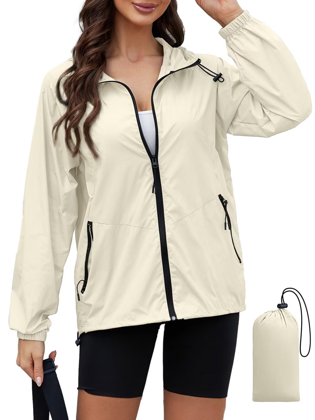 Rain Jacket Women Lightweight Waterproof Windbreaker Jacket Hooded Packable Rain Coats with Pockets S-XXL-image-21
