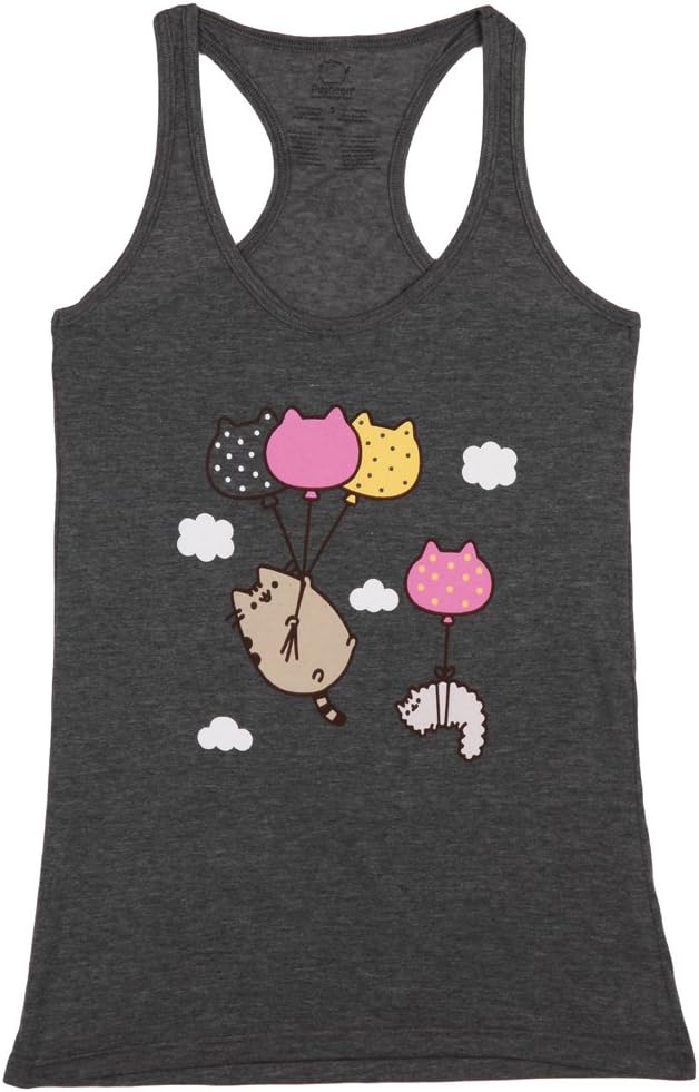 Pusheen Cat Balloons Womens Tank Top - Charcoal (Medium)