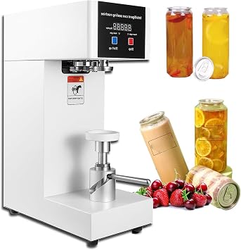 Automatic Can Sealing Machine,180w Commercial Drink Sealing Machine,with Counter & LCD Display, 5.5cm Dia & 14-21cm Height,Automatic Tin Can Seamer White