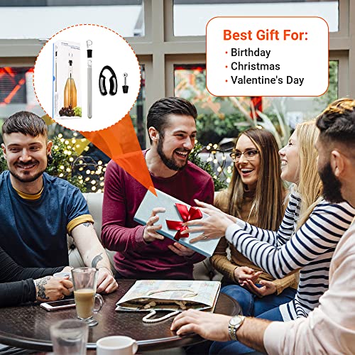 Foto von Weinzepter Weinkühlstab mit Ausgießer Weinstopfen und Folienschneider, Rotweinkühler-Set mit Dekanter Zubehör für Weintrinker Liebhaber Geschenk ideal für Frauen Männer