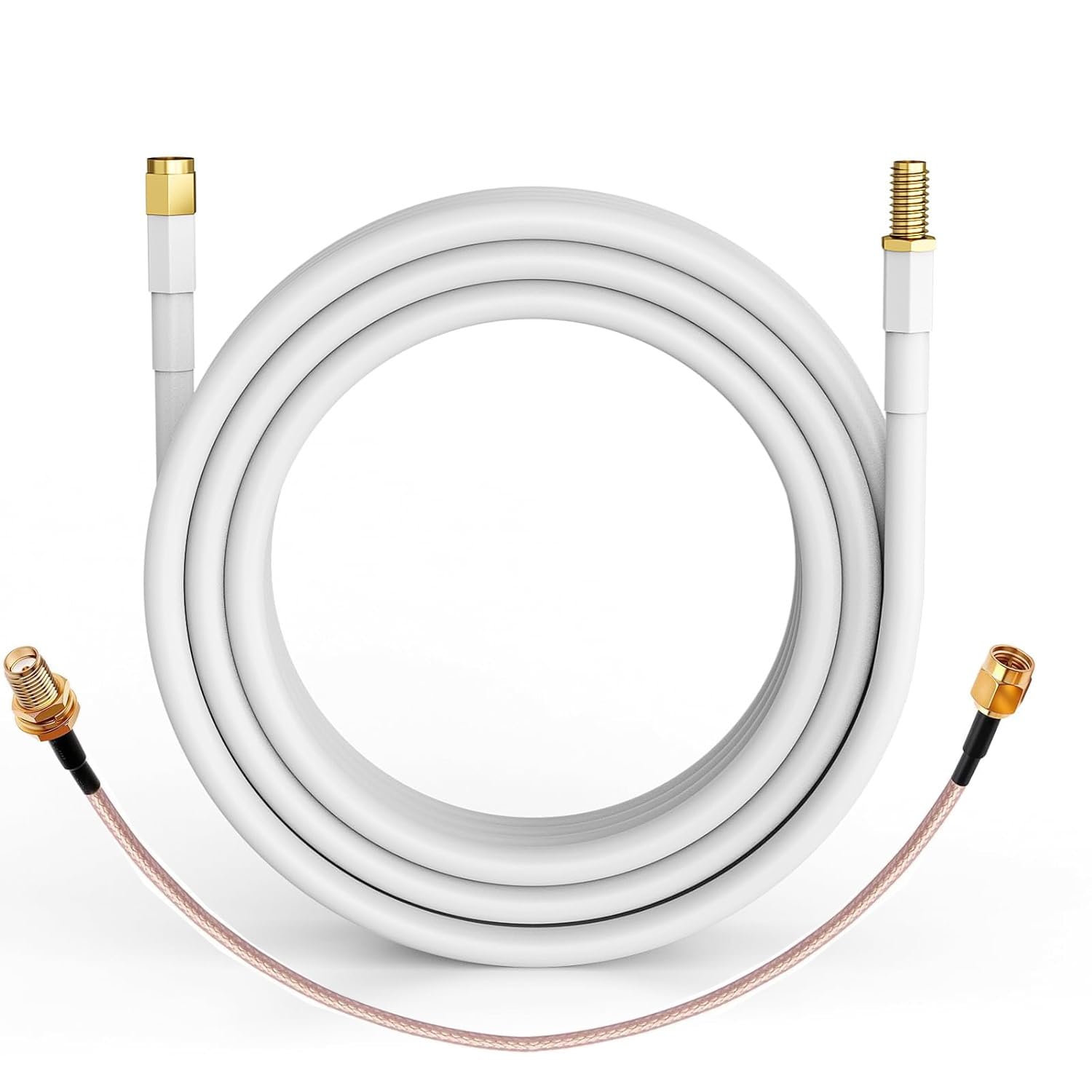 Kit de câbles coaxiaux SMA - Câble d'antenne LTE - Câble d'antenne 3D-FB à faible perte - Ensemble de câbles coaxiaux double avec câble d'extension SMA et câble de cloison SMA pour câble