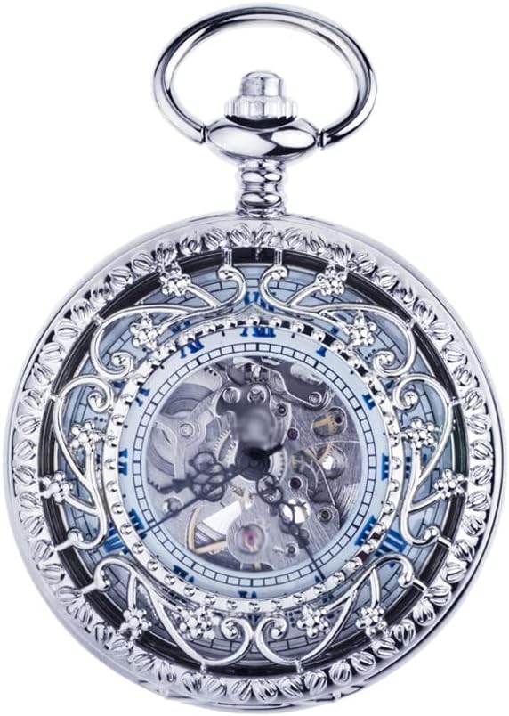 Flap Engraved Pocket Watch with Chain for Men Pocket Watch Vintage Pocket Watch Automatic Mechanical Pocket Watch Watch with Chain