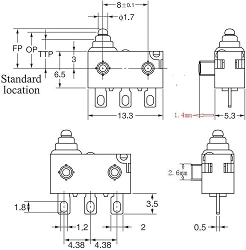 Miniatura 2 de 1-10Pcs for VW Jett Car Door Lock Micro Switch D2HW-EL291H-A515-AQ IP67 Waterproof Touch with Metal Handle (Size  1Pcs)