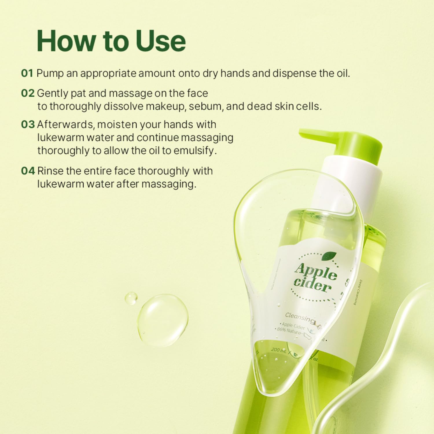 Ariul Apple Cider Cleansing Oil – Gentle & Purifying Makeup Remover with Apple Cider Vinegar, Hydrating & Pore Care, Korean Skin Care, 200ml / 6.76 fl. oz - Image 6