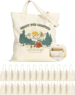 Lzerking Canvas Tote Bag Bulk with Pocket and Magnetic Snaps Buttons, 24 Pack 13x15 Inches Sublimation Tote Bags for DIY, Promotion, Advertising, Activity, Gift