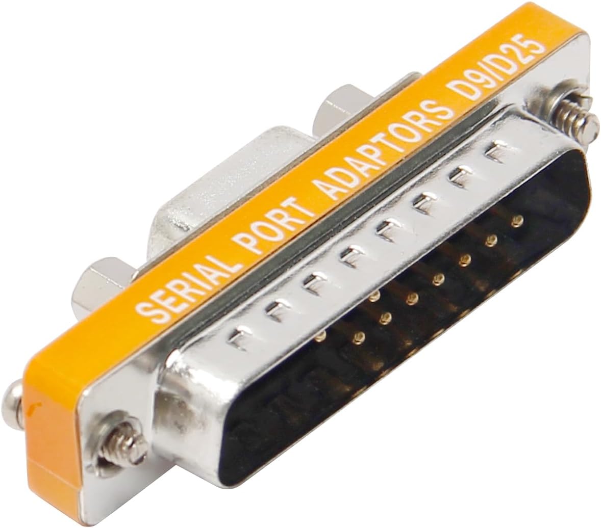 Bettomshin VGA Gender Changer 9 Pin DB25 Male to DB9 Female 2-Row Mini Gender Changer Coupler Adapter Connector for Serial Applications Black Pack of 1