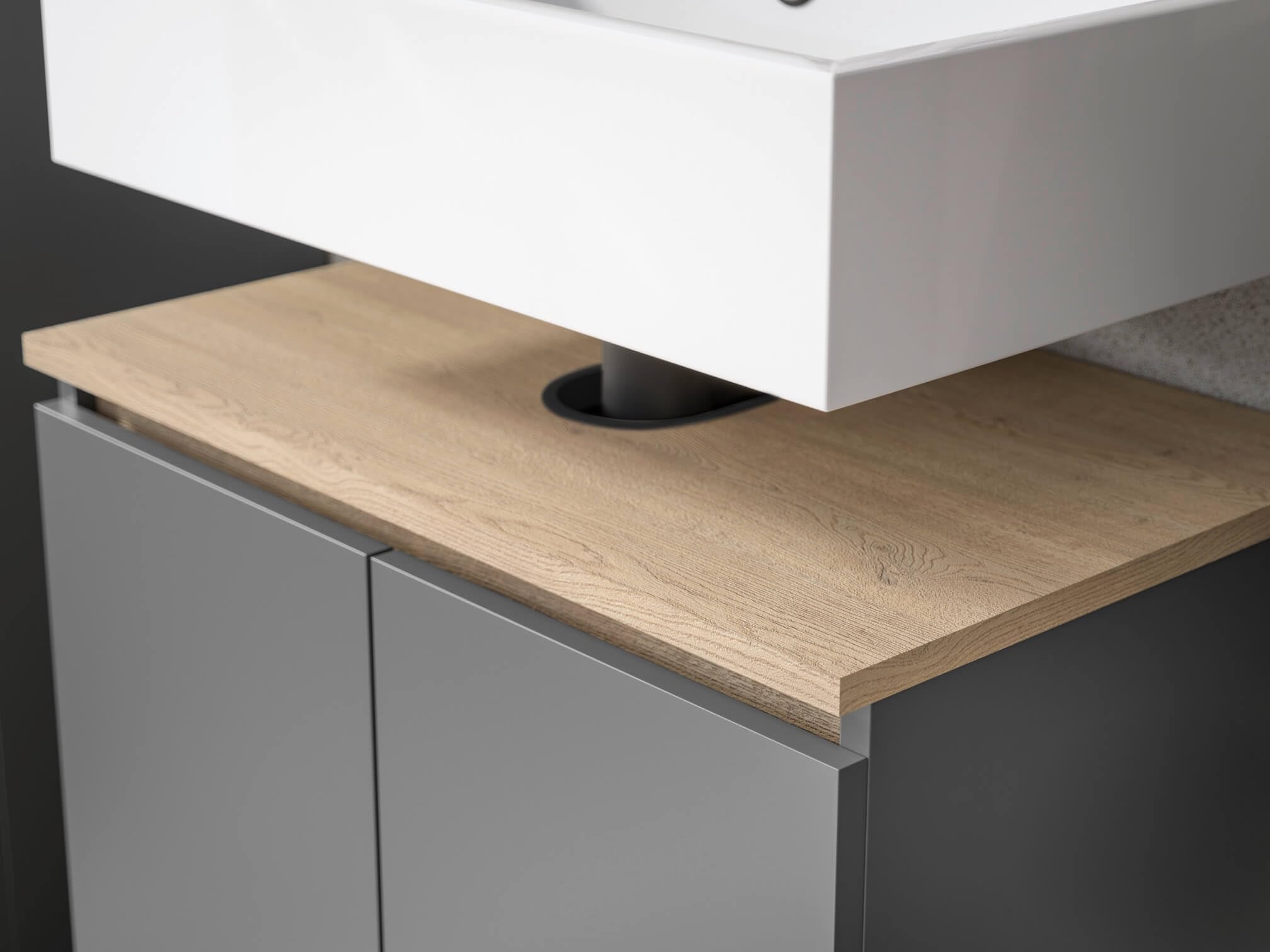 moebel-dich-auf Badezimmer Badmöbel -Set Londres Anthrazit Hochschrank Spiegelschrank Wbu Kommode Set 1