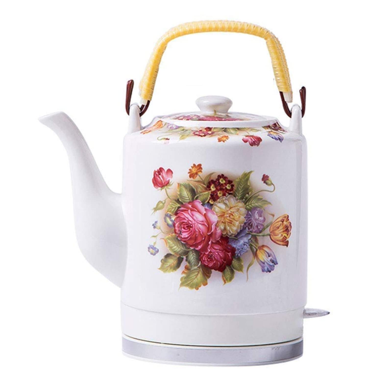 MYUYEE Soup Pot Electric Ceramic Cordless Kettle Teapot-Retro 2L Jug, 1500W Water Fast For Tea, Coffee, Soup, Oatmeal-Removable Base, Boil Dry Protection