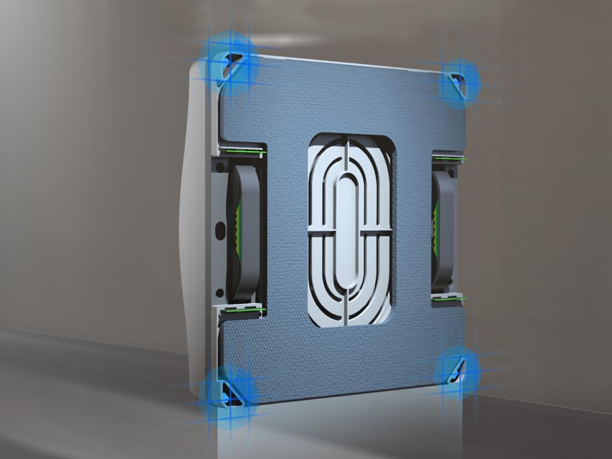 HUTT W8 on a window with power cord connected