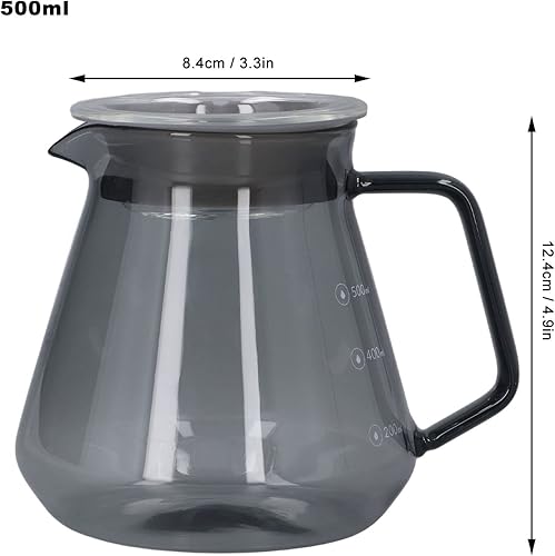 Miniatura 4 de Servidores de café, tetera, jarra de vidrio de repuesto, olla de café gris galvanizado, cafetera de mano de vidrio borosilicato alto para cocina de