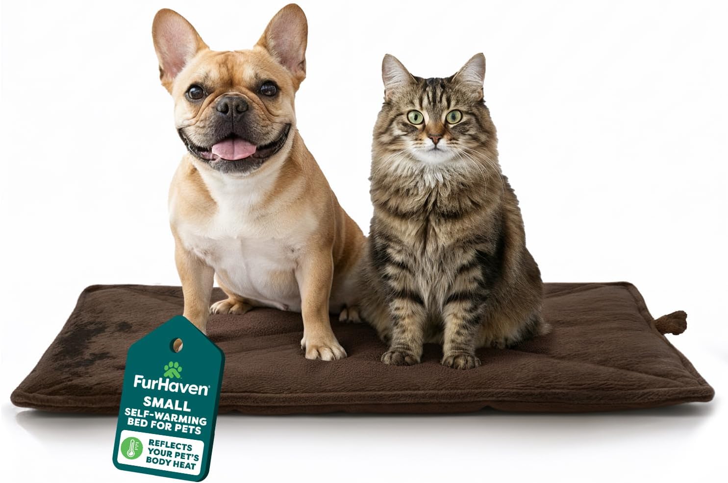 ThermaNAP Self Warming Cat Mat, Dog Bed for Crates with Self-Warming Technology for Cozy Rest, Fully Machine Washable, Small, Plush Faux Fur, Espresso