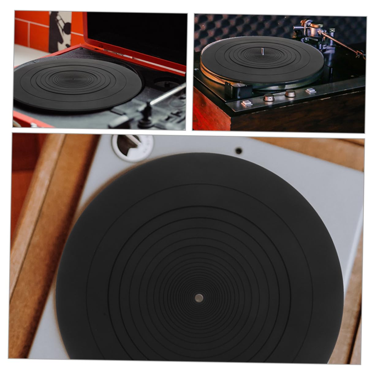 2 Stück Antistatik Silikon Plattentellermatte für Vinyl Schwarz | Ersatz für Schutzauflagen, Hält den Teller Sauber und Stabil, Passend für Schallplatten