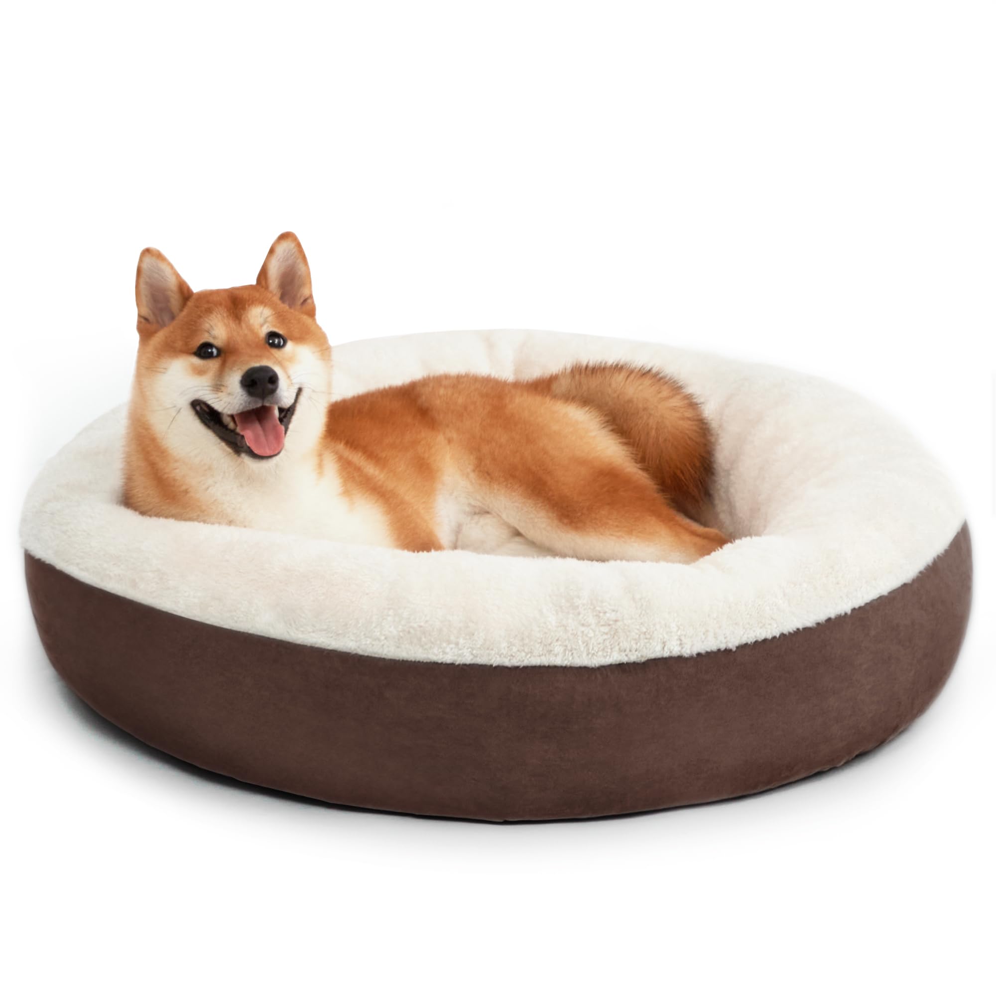 Love's cabin Round Donut Cat and Dog Cushion Bed, 30in Pet Bed for Cats or Small Dogs, Anti-Slip & Water-Resistant Bottom, Super Soft Durable Fabric Pet beds, Washable Luxury Cat & Dog Bed Brown